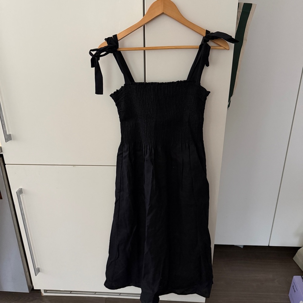 Wilfred Black Midi Dress with Tie Straps